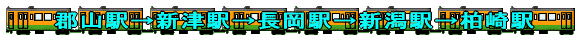 郡山駅→新津駅→長岡駅→新潟駅→柏崎駅