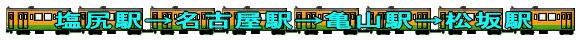 塩尻駅→名古屋駅→亀山駅→松坂駅